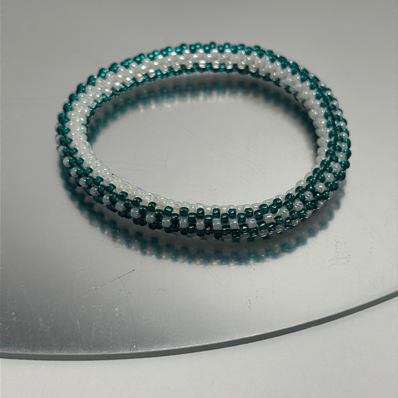 Sashka Jewelry - Sashka White & Blue Bracelet 7”Original Size - #332